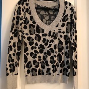 Express leopard long sleeve top